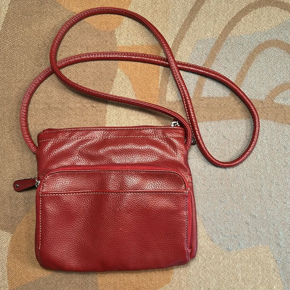 Red Leather Tignanello Crossbody Purse